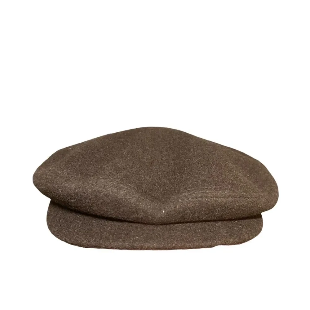 Vintage John Lewis Chocolate Brown Wool Newsboy Cabbie Hat M Classic Italy